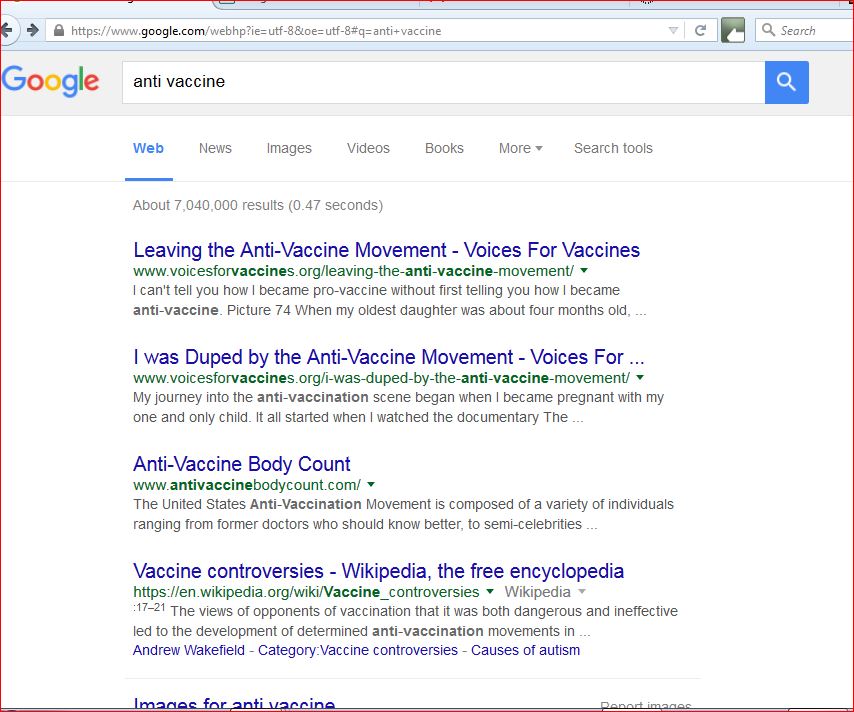 google2.Anti vaccine google page